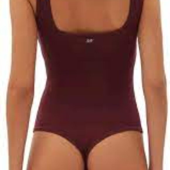 GapBody Logo Cotton Rib Thong Bodysuit | Size XL | NWT | Windsor Wine - Picture 2 of 2